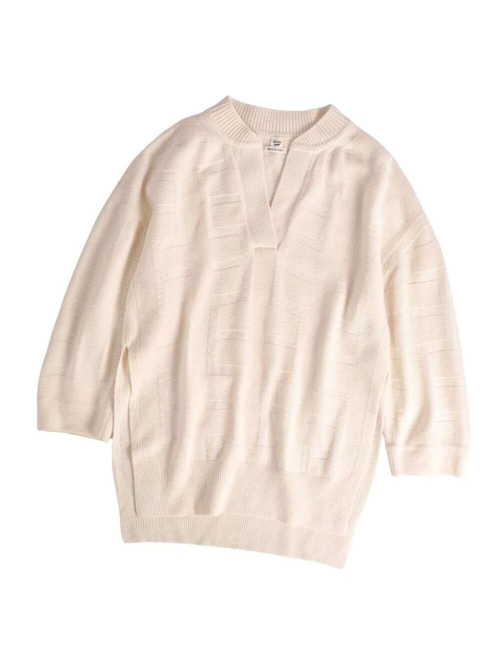 Hermes Knit Sweater Long Sleeve All Over Print Top Wool Ivory 34